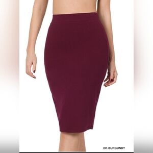 Zenana - Pencil Skirt - Burgundy
